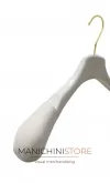 Gruccia plastica capospalla 42,5x5,5 cm - Velluto spalla bianco con gancio oro