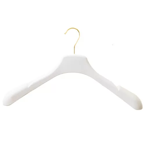 Gruccia plastica capospalla 42,5x5,5 cm - Velluto spalla bianco con gancio oro