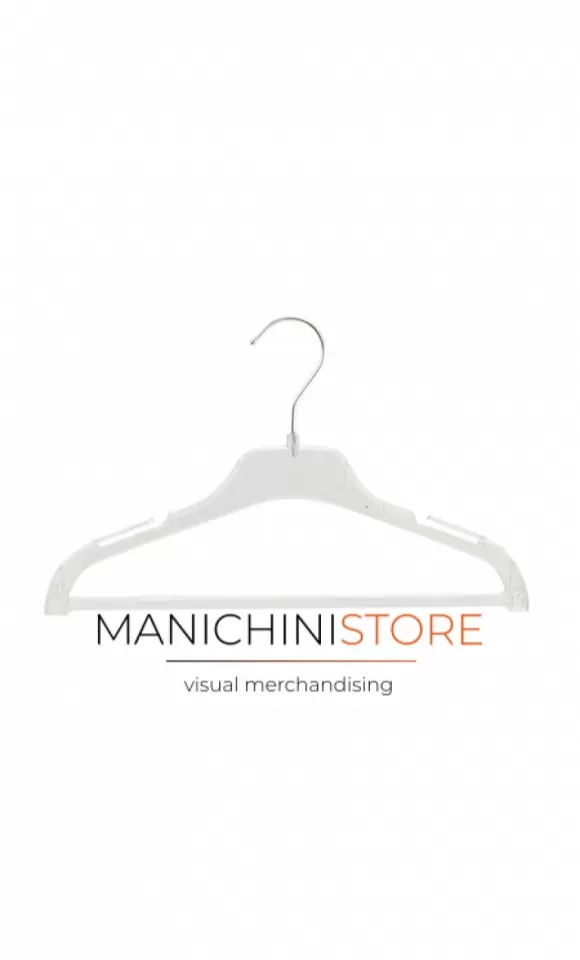 Gruccia capospalla in plastica con alette e asta 38 cm - cristallo trasparente