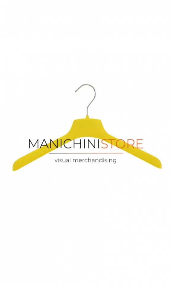 Gruccia plastica capospalla 38 x 3 cm - Velluto giallo