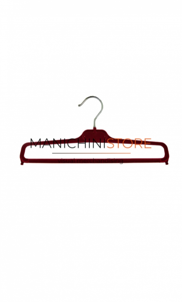 Gruccia appendiabito portapantalone 35 cm. Velluto bordeaux