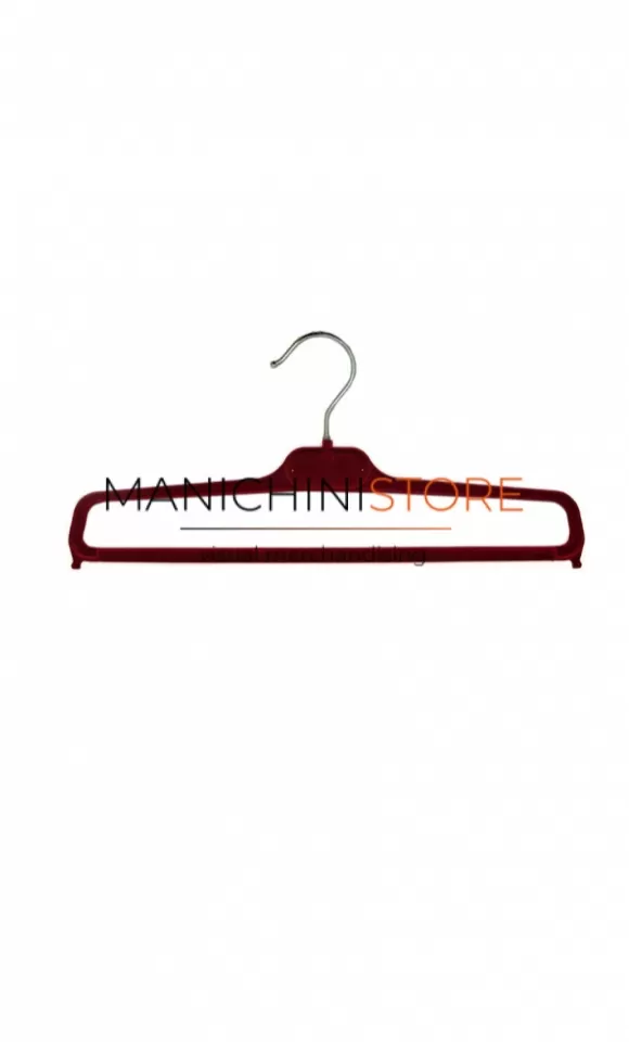 Gruccia appendiabito portapantalone 35 cm. Velluto bordeaux