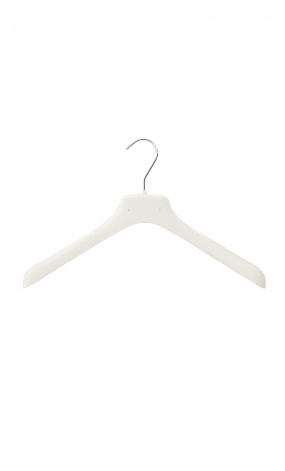 Gruccia plastica capospalla 38 x 3 cm - Velluto bianco