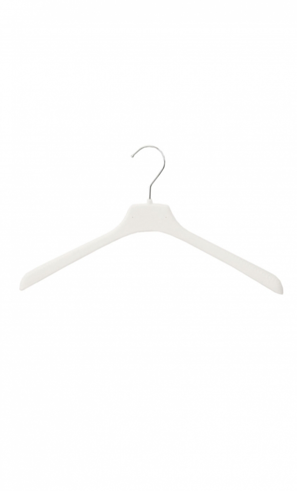 Gruccia plastica capospalla 38 x 2,5 cm - Velluto bianco