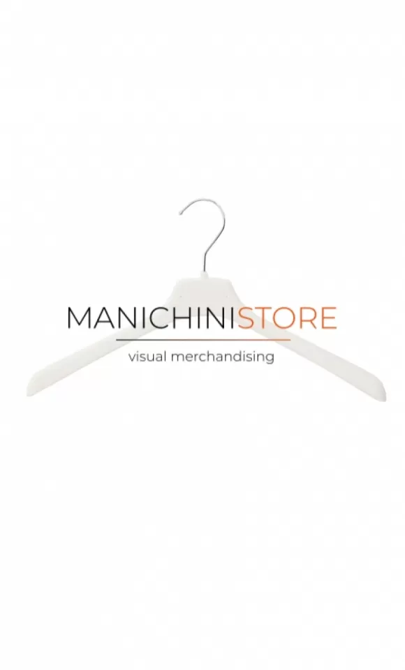 Gruccia plastica capospalla 38 x 2,5 cm - Velluto bianco