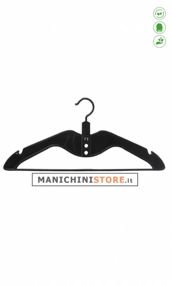 Gruccia salvaspazio appendiabiti 42,9 x 0,6 cm. Plastica nera