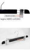 Gruccia legno pinze 40 cm - Nero Lucido