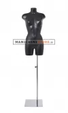 Busto manichino donna in plastica nera con base cromata