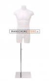Busto manichino uomo bianco con base cromata