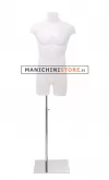 Busto manichino uomo bianco con base cromata