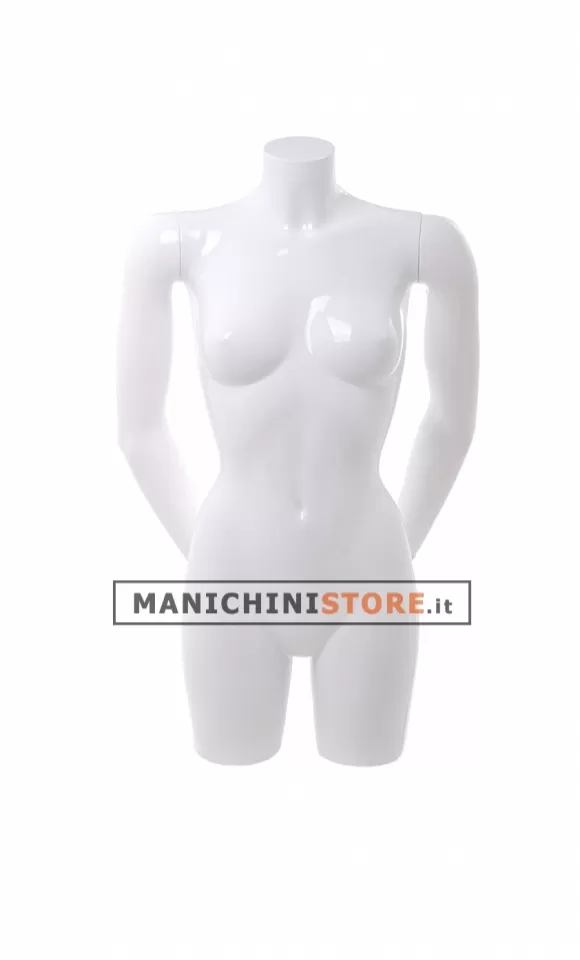 Busto manichino donna bianco lucido con braccia
