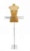 Busto donna rivestito in cartapesta Ocra con base