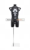 Busto manichino culturista uomo nero con base cromata