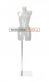 Busto manichino donna trasparente opaco con base cromata