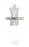 Busto manichino uomo trasparente opaco con base cromata