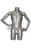 Busto manichino uomo argento con braccia