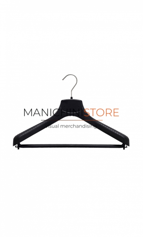 Plastic coat hanger with trouser bar 40 x 4,5 cm - black