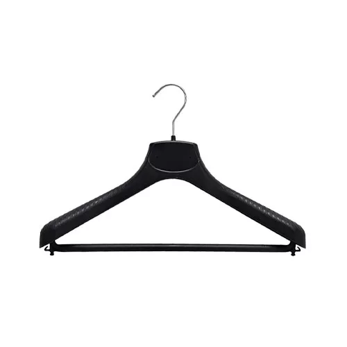 Gruccia plastica capospalla 38 x 4,5 cm - Plastica Nera con portapantalone
