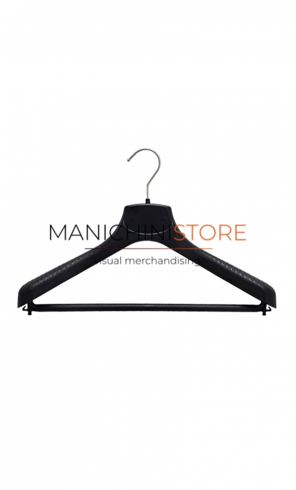 Plastic coat hanger with trouser bar 40 x 4,5 cm - black