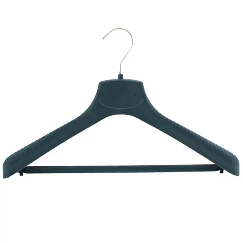 Gruccia capospalla 40 x 4,5 cm. con asta porta pantalone - Velluto Petrolio
