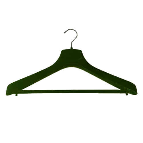 Gruccia plastica capospalla 38 x 4,5 cm - velluto verde con portapantalone
