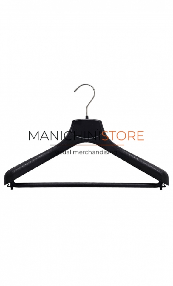 Gruccia plastica capospalla 45 x 4,5 cm - Plastica Nera con portapantalone