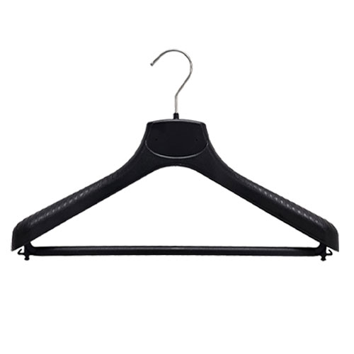 Gruccia plastica capospalla 45 x 4,5 cm - Plastica Nera con portapantalone