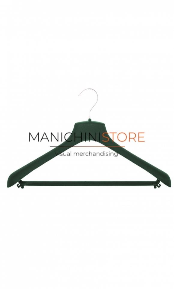 Gruccia capospalla 45 x 4,5 cm. con asta porta pantalone - Velluto verde