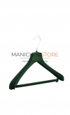Gruccia plastica capospalla 38 x 4,5 cm - velluto verde con portapantalone