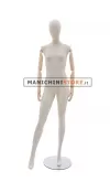 Manichino donna in tessuto con braccia in legno snodate