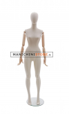 Manichino donna in tessuto Sabbia con braccia in legno