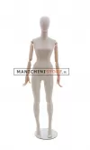 Manichino donna in tessuto Sabbia con braccia in legno