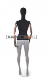 Manichino donna in tessuto Nero con braccia in legno