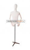 Busto uomo in tessuto con braccia in legno base vintage