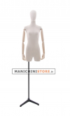 Busto donna in tessuto con braccia in legno e mezze gambe