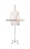 Busto donna in tessuto con braccia in legno e base cromata