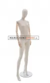 Manichino donna in tessuto con braccia in legno snodate