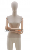 Manichino donna in tessuto Sabbia con braccia in legno