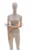 Manichino donna in tessuto Sabbia con braccia in legno