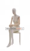 Manichino donna in tessuto con braccia in legno - seduto