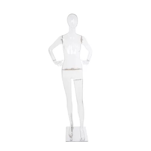 Manichino donna testa uovo trasparente - F02
