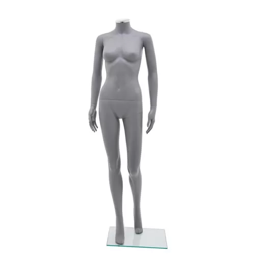 Manichino donna senza testa plastica grigio opaco 2