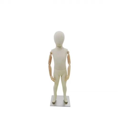 Manichino bambino 3/4 anni in tessuto Sabbia con braccia in legno