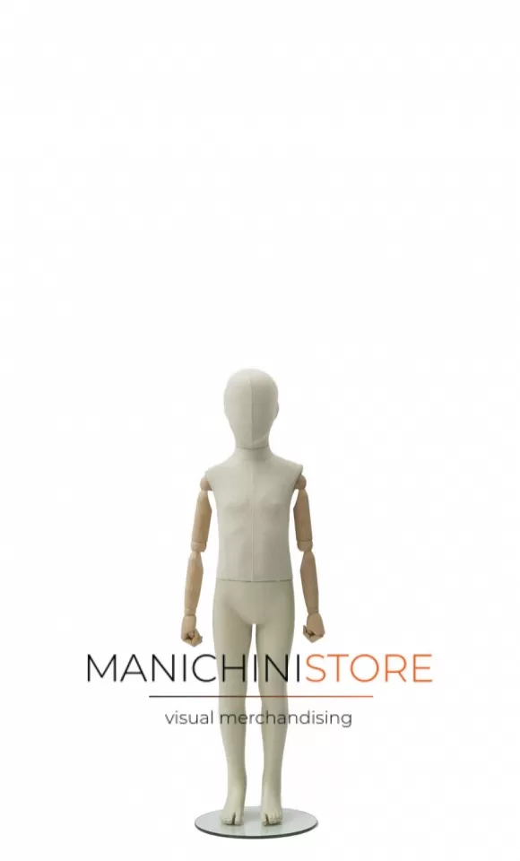 Manichino bambino in lino con braccia legno - 4 anni