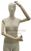 Manichino donna Collezione ABSolute in ABS con busto e testa rivestiti e braccia legno