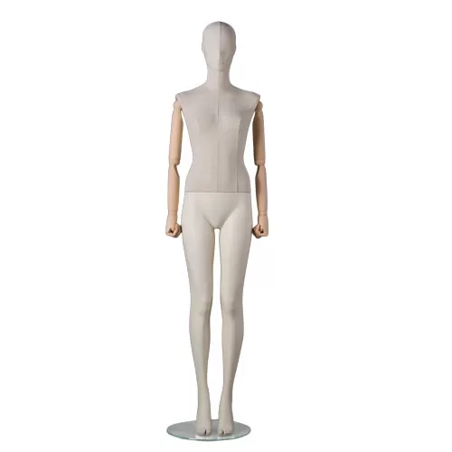 Manichino donna Collezione ABSolute in ABS con busto e testa rivestiti e braccia legno
