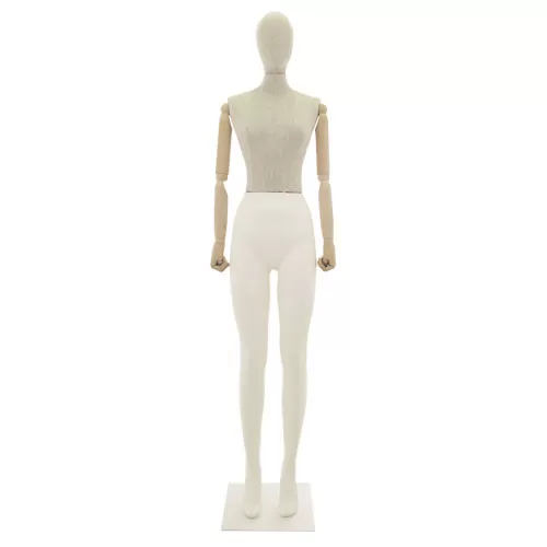 Manichino donna Plastic Linen con braccia in legno