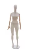 Manichino donna in tessuto Sabbia con braccia in legno ex noleggio