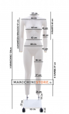 Female mannequin for e-commerce photos with double rod base with wheels