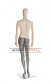 Manichino donna in tessuto sabbia con braccia in legno Z1